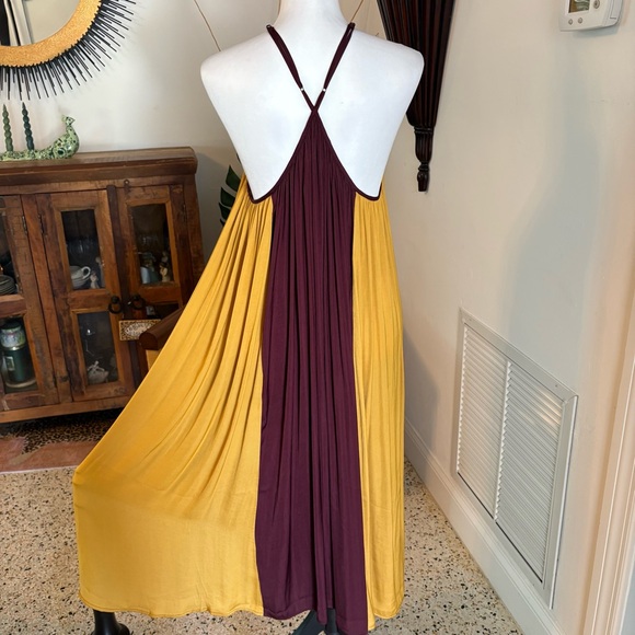 Banana Republic Burgundy and Yellow Midi Dress - Picture 6 of 12